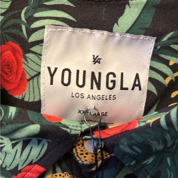 NWT Men’s Youngla Safari Button down Short sleeve casual dress shirt XXL Cheetah - Picture 2 of 4